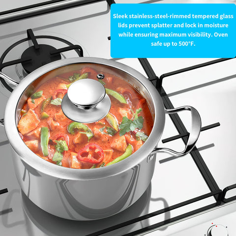 Olla Wodillo de 3,7 qt con tapa de vidrio para guisos.