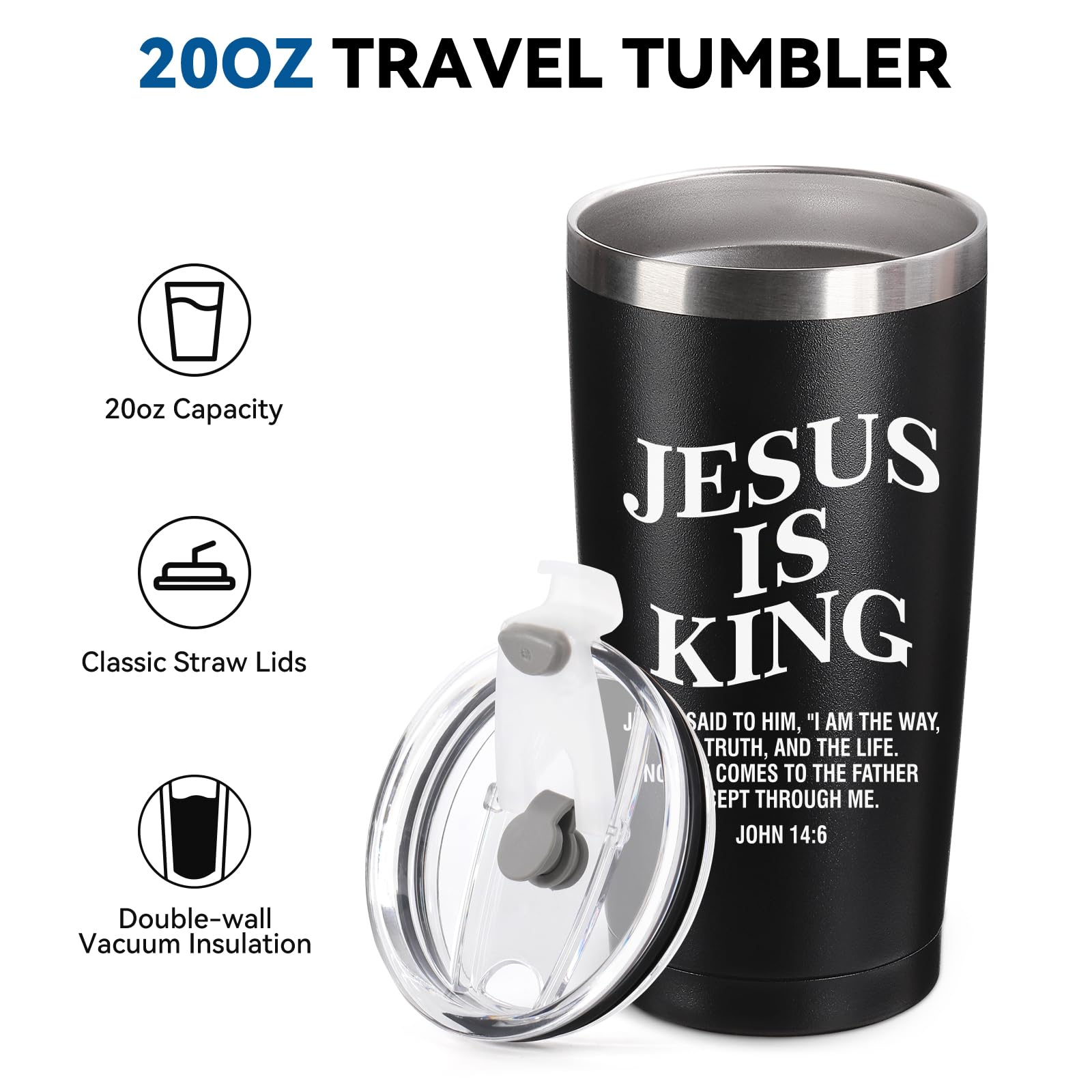 Grabado Jesús es Rey inspira fe en cada sorbo WOELIVE tumbler