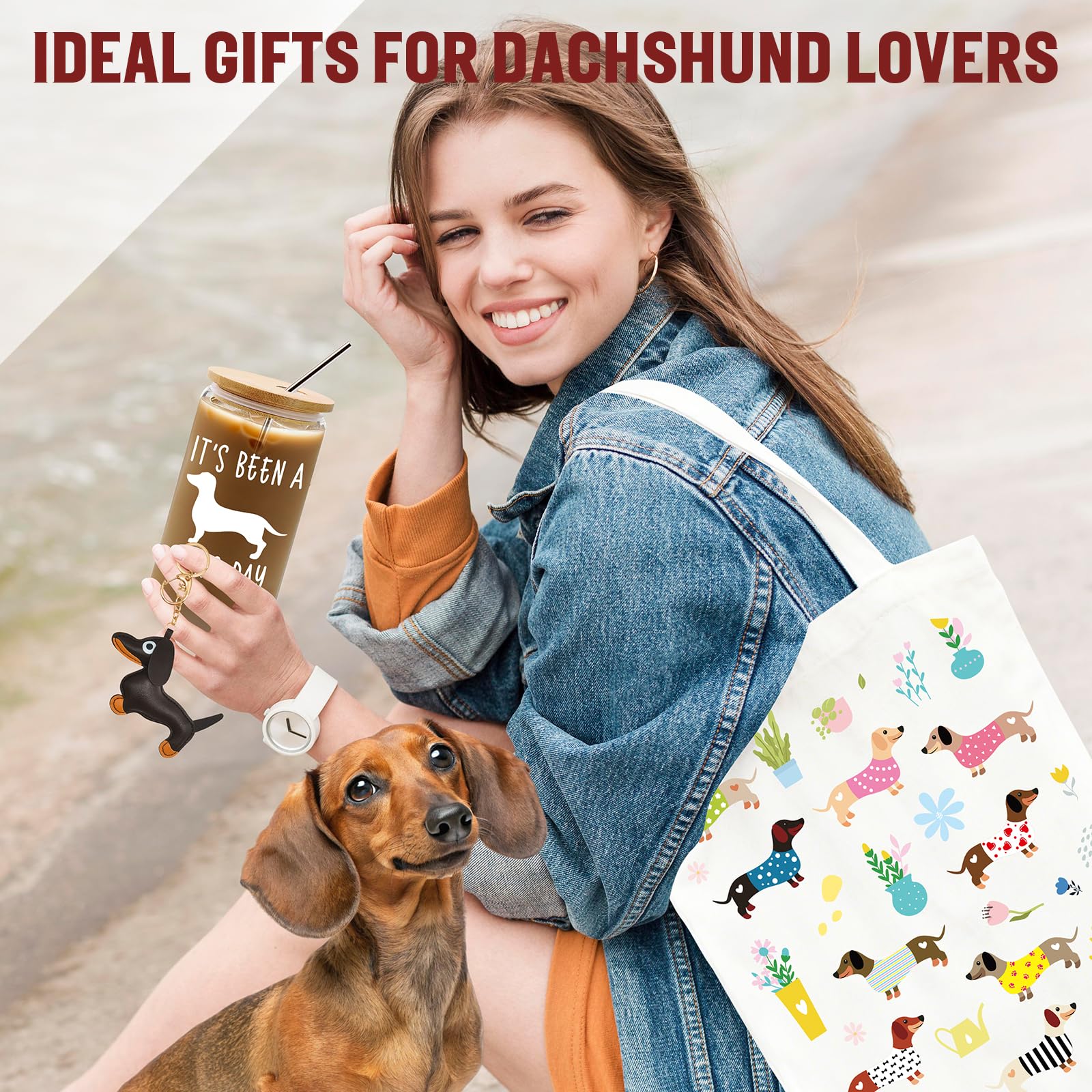 Bolsa tote dachshund de WOFIROY para compras o paseos.