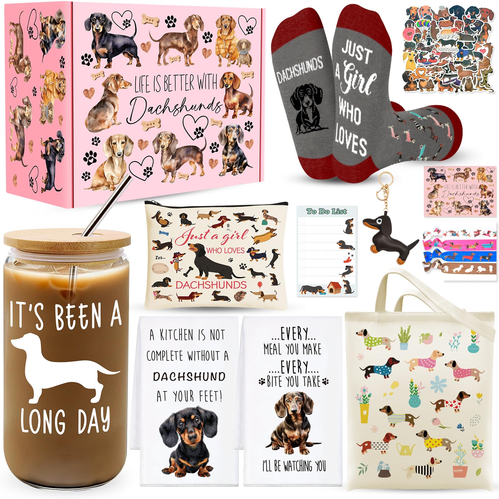 Caja regalo dachshund de WOFIROY lista para sorprender en cumpleaños.