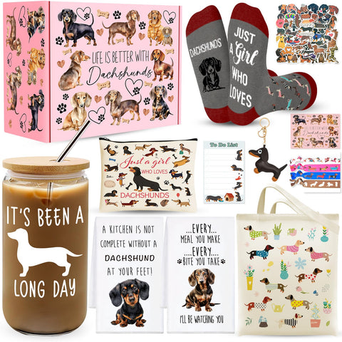 Caja regalo dachshund de WOFIROY lista para sorprender en cumpleaños.