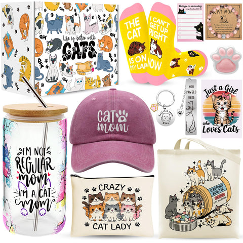 Taza cristal WOFIROY con diseño de gato, ideal para café diario.