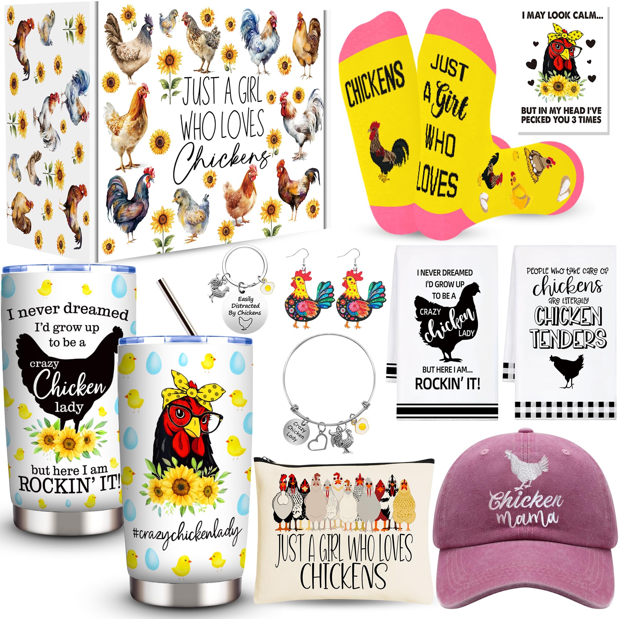 Vaso térmico WOFIROY 20oz con diseño de gallina para bebidas frías o calientes.
