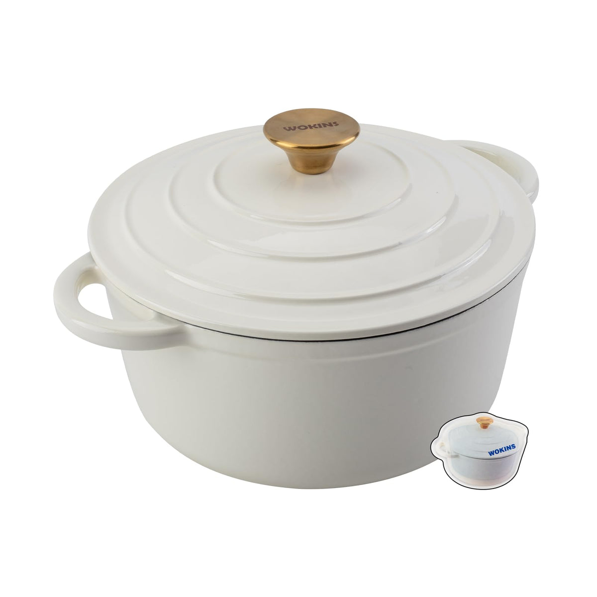 Olla WOKINS de hierro esmaltado con tapa para guisos y estofados.
