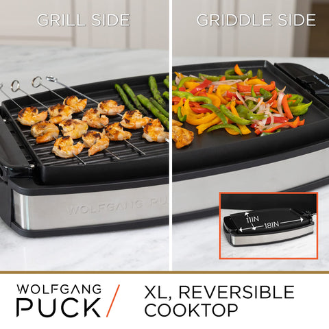 Wolfgang Puck XL: parrilla reversible para asar y saltear, muy conveniente.