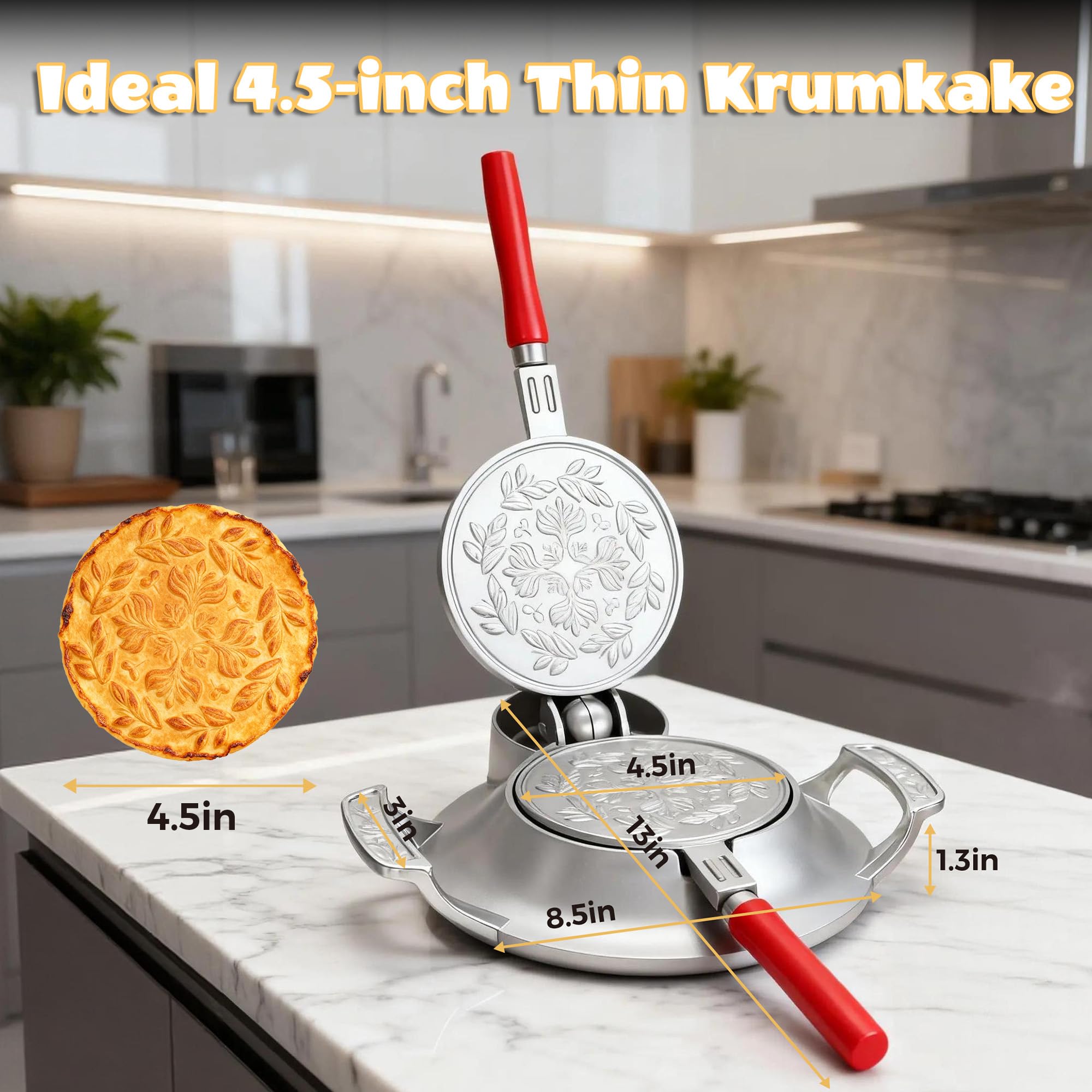 Wolfwo krumkake mango madera anti quemaduras: manejo cómodo y seguro durante la cocción.