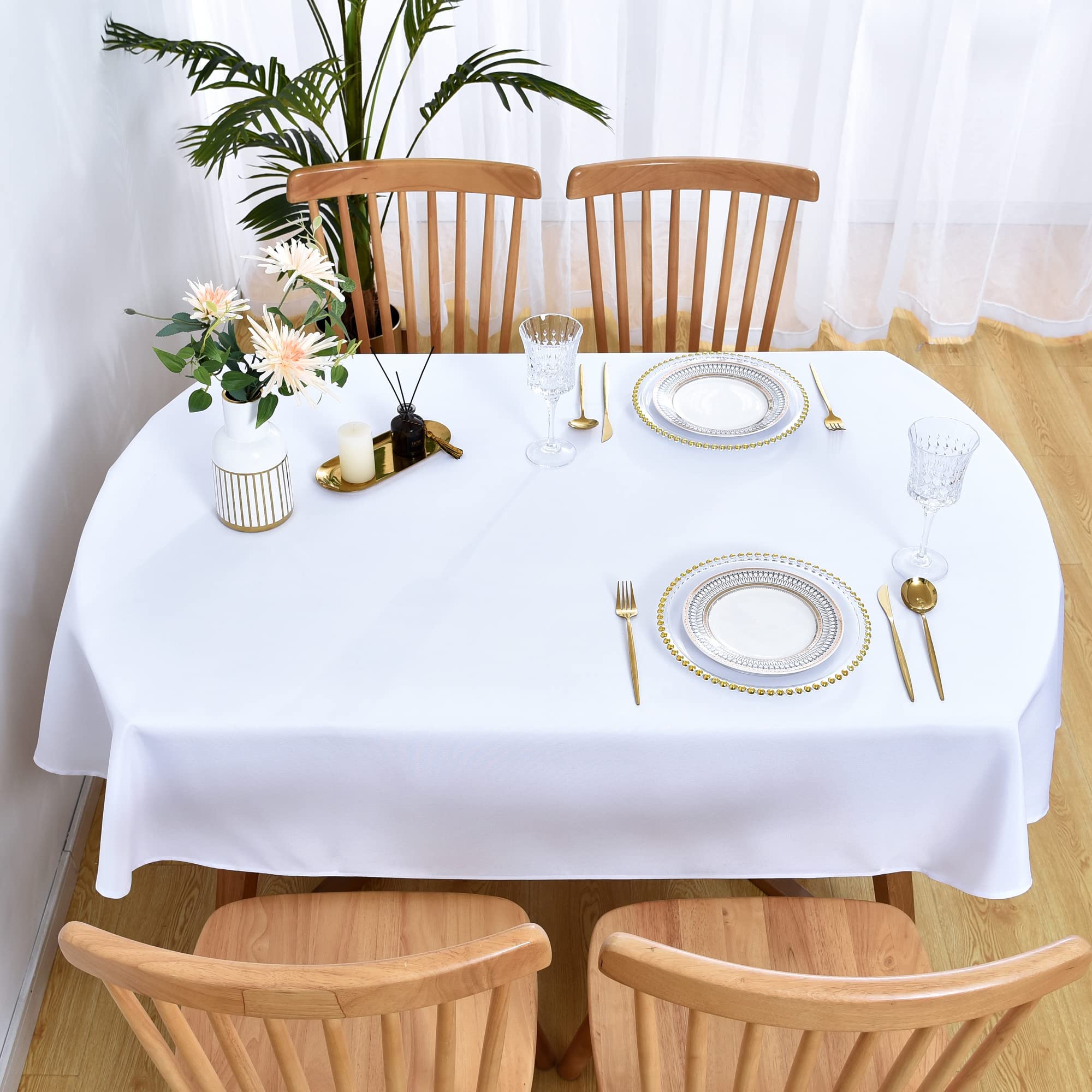 Tejido poliéster suave del mantel Wolkemer oval para experiencias de comida.