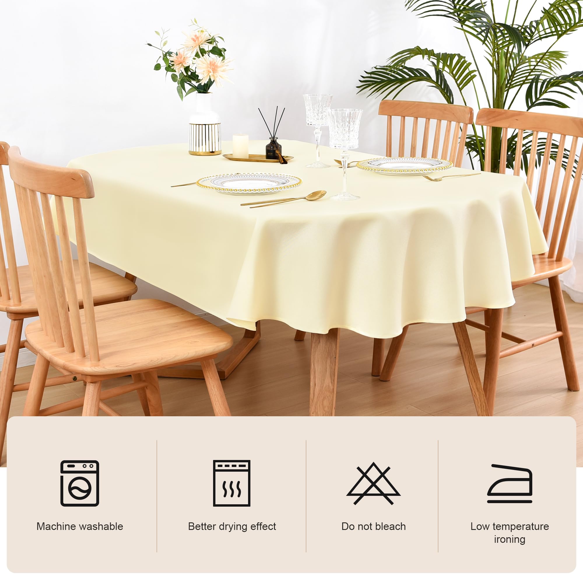 Mantel oval Wolkemer marfil, perfecto para fiestas y banquetes.