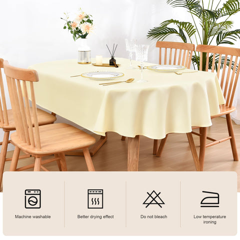 Mantel oval Wolkemer marfil, perfecto para fiestas y banquetes.