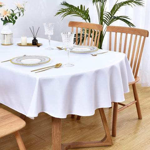 Mantel ovalado Wolkemer blanco 152 x 213 cm, ideal para cenas elegantes