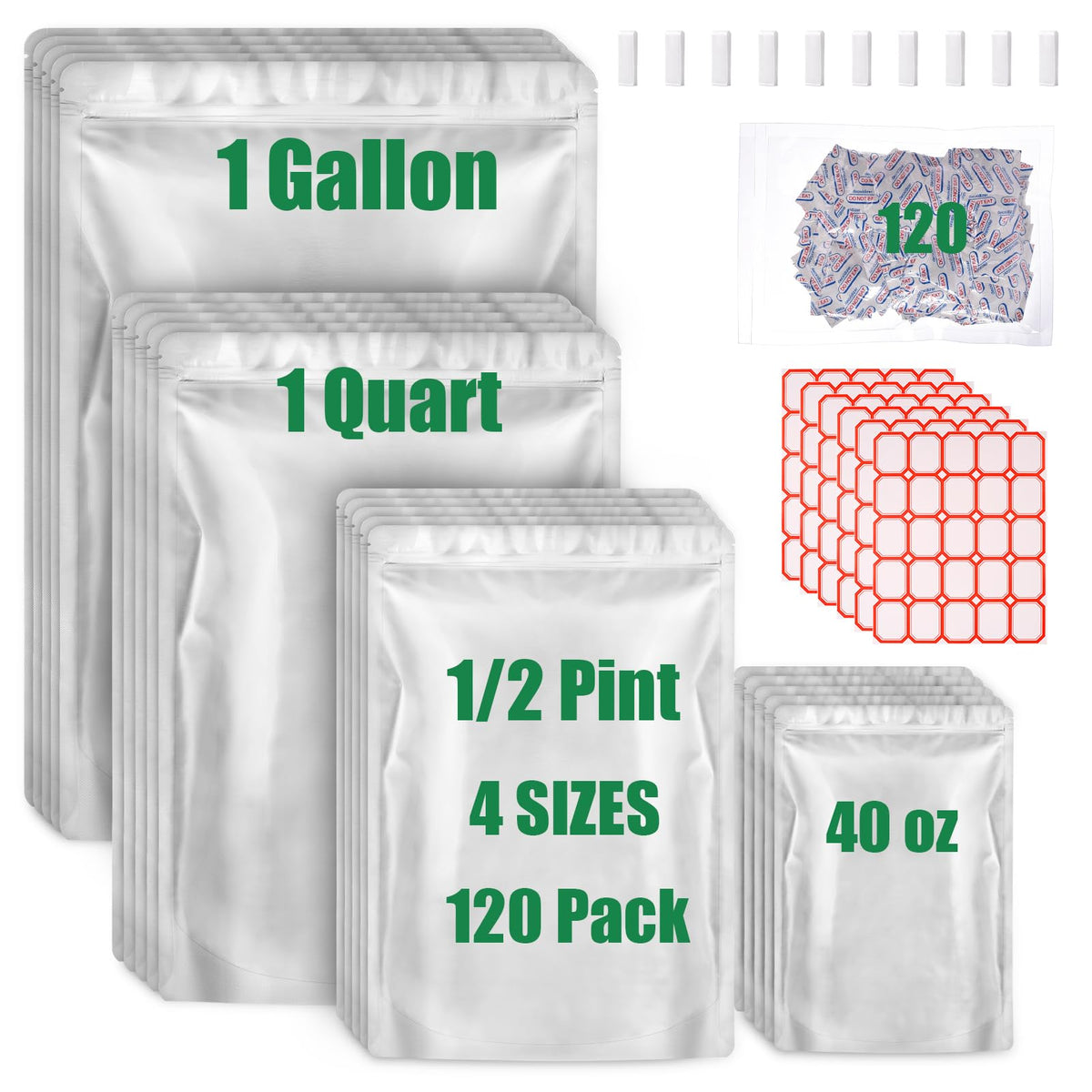 Wolobag bolsas Mylar con cierre cremallera para almacenamiento seguro a largo plazo.