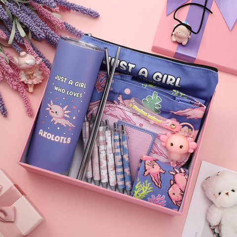 Bolsita cosmética Wonderjune Axolotls, resistente y fácil de limpiar para maquillaje.