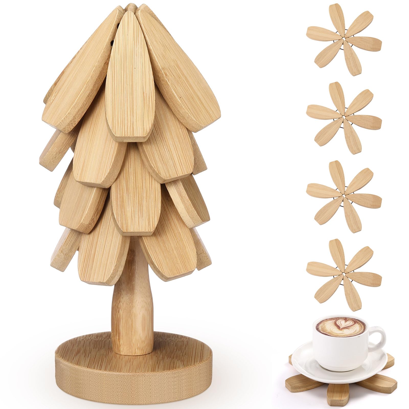 Wonderjune posavasos árbol navideño plegable protege superficies al servir bebidas.