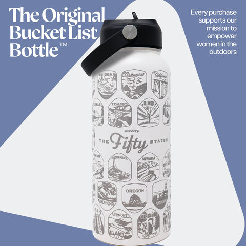 Pegatinas impermeables de Wondery para personalizar la botella.