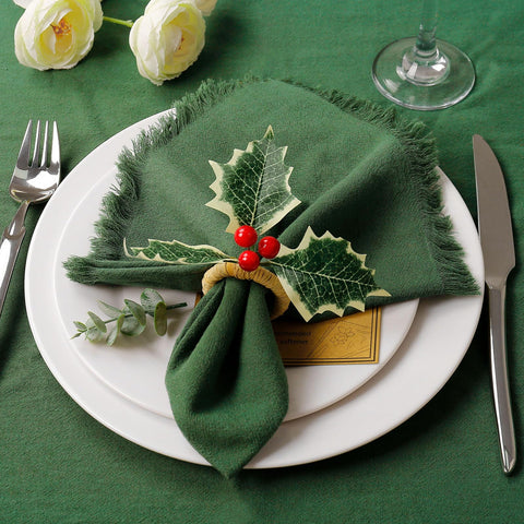 Conjunto de 8 servilletas verde Wonlex 18x18 para mesas festivas.