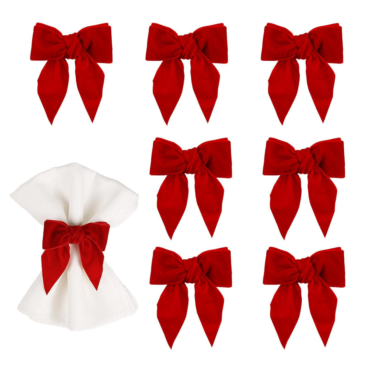 Wonlex anillo-lazo rojo para servilletas, conjunto de 8, ideal para mesas festivas