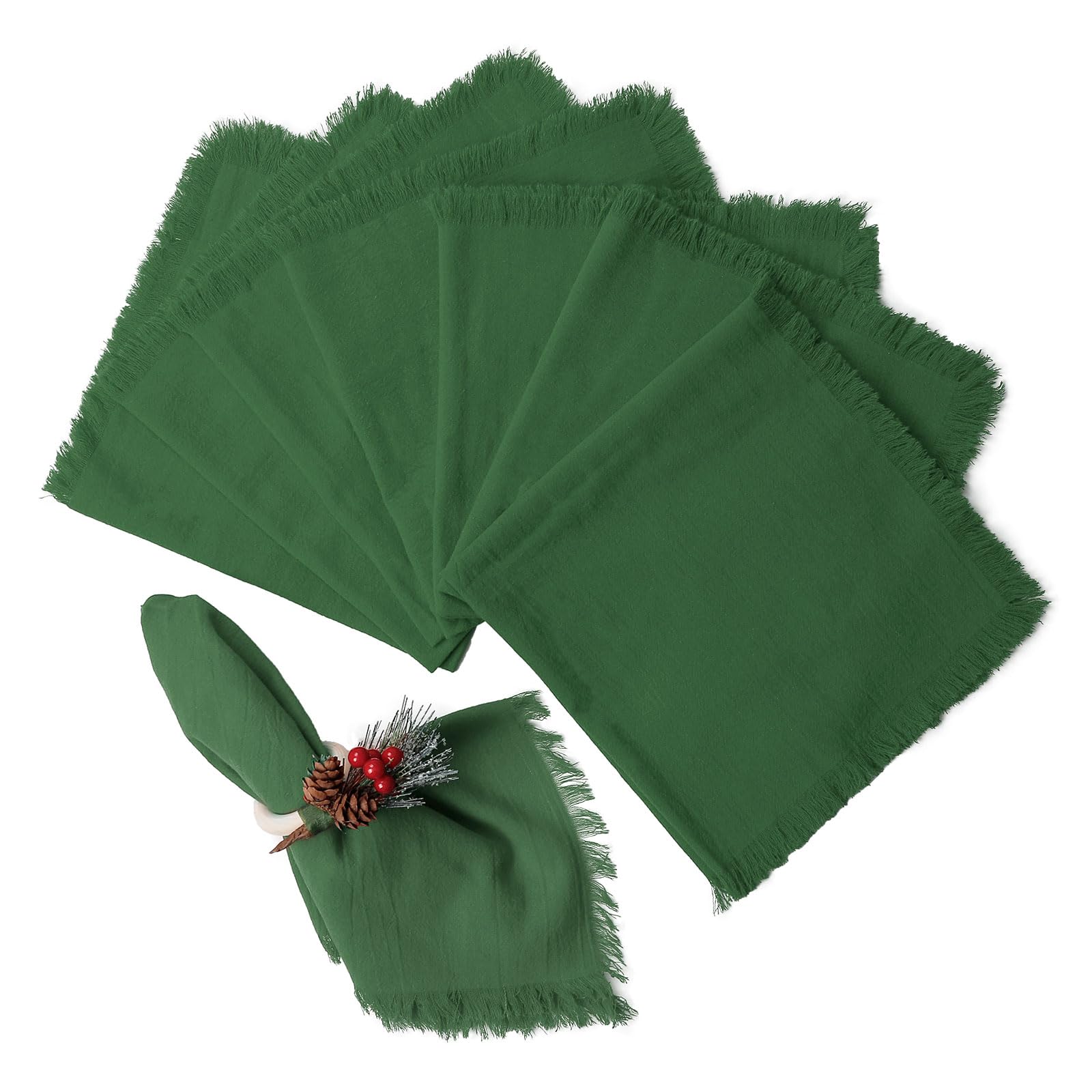 Servilletas Wonlex de tela verde con franja para comidas elegantes.