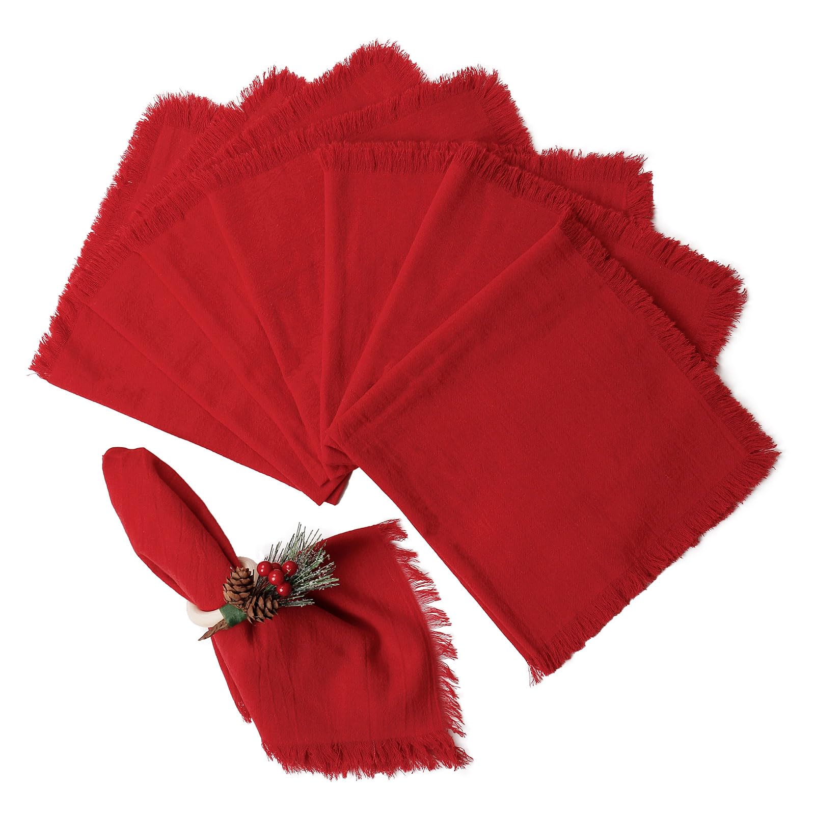Servilletas Wonlex de tela con franja roja para una mesa elegante