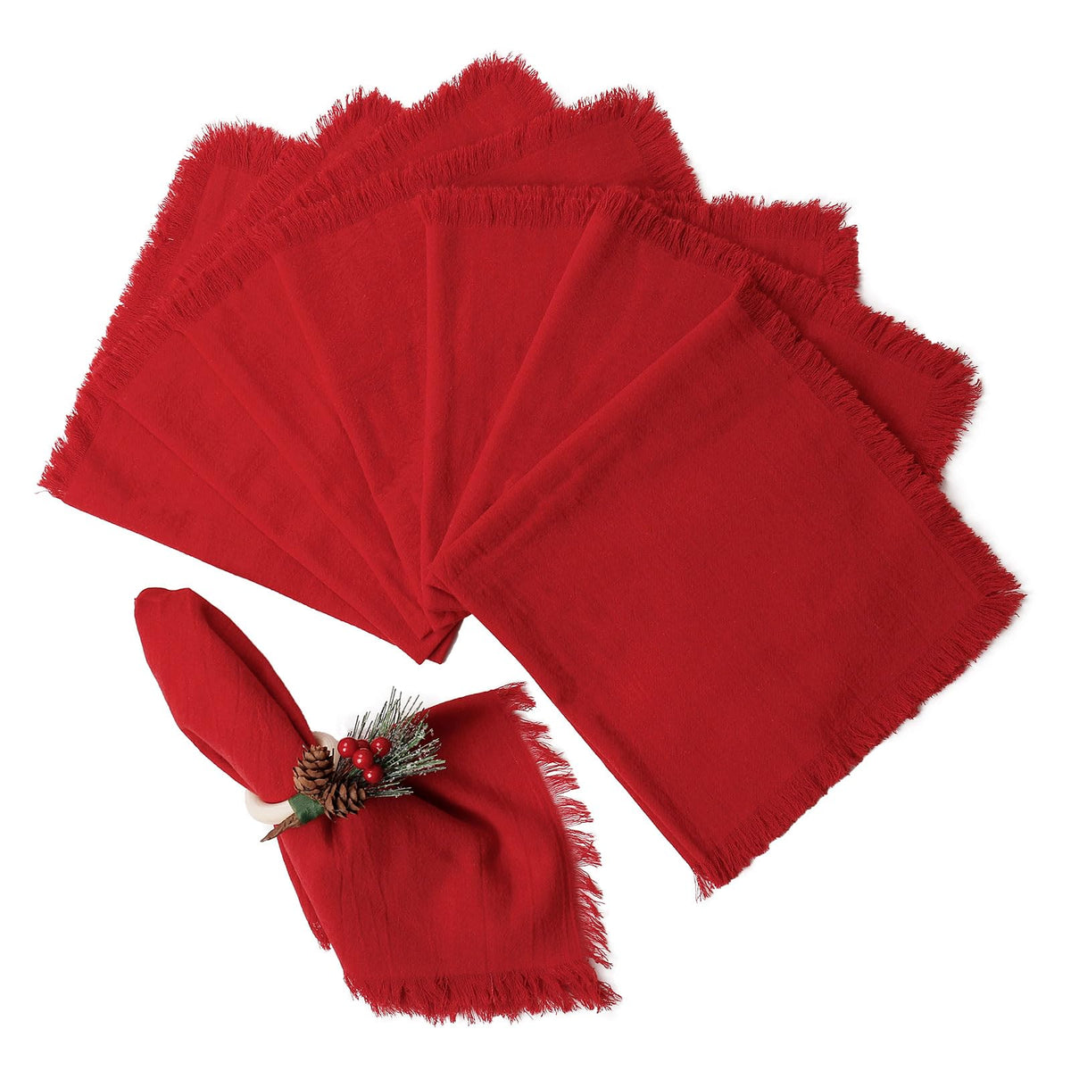 Servilletas Wonlex de tela con franja roja para una mesa elegante