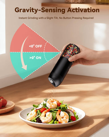 Molinillo WONMAKE con iluminación para sazonar con precisión en cocinas oscuras.