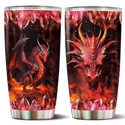 WONWIX vaso termico dragon rojo tapa: mantiene caliente o frio y evita salpicaduras.