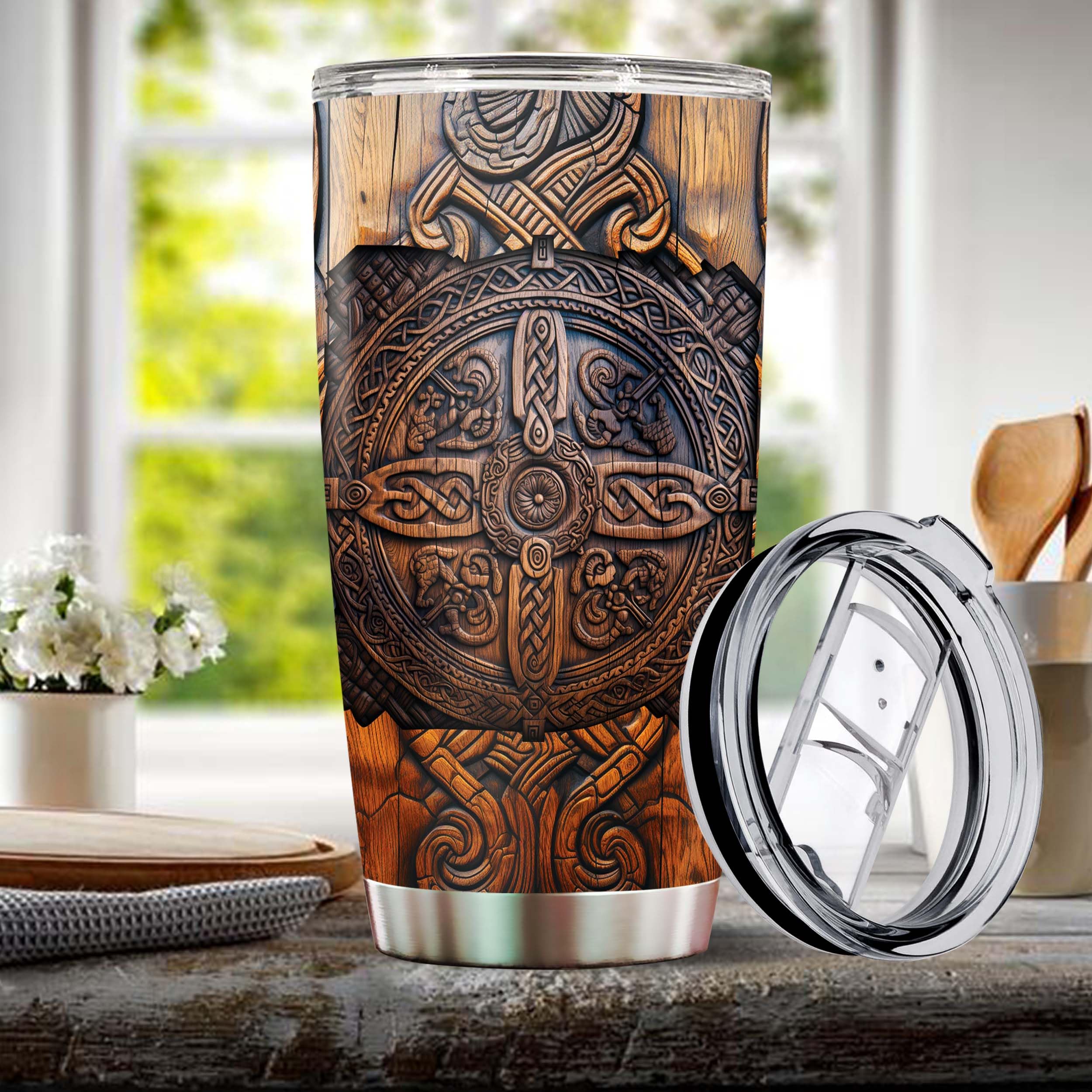 WONWIX Vaso Viking 20 onzas compatible con portavasos para coche o bolso