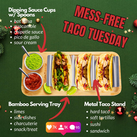 woobud bandeja-servicio-tacos facilita transportar y presentar tacos con estilo.
