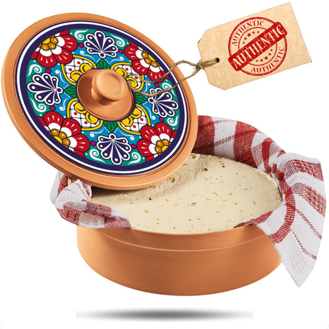 woobud calentador tortillas terracota con tapa decorativa mantiene tortillas cálidas para servir
