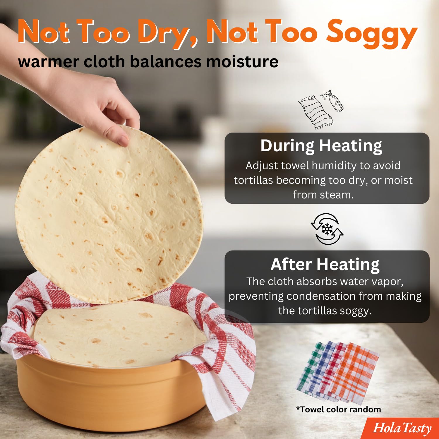 woobud toalla de calor para tortillas absorbe condensación y mantiene textura suave