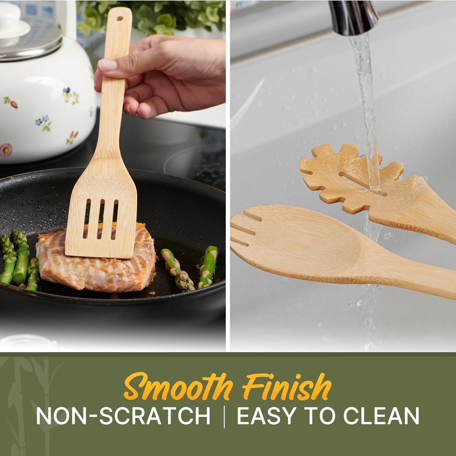 Woodenhouse cuchara espagueti, mango cómodo para servir pasta caliente
