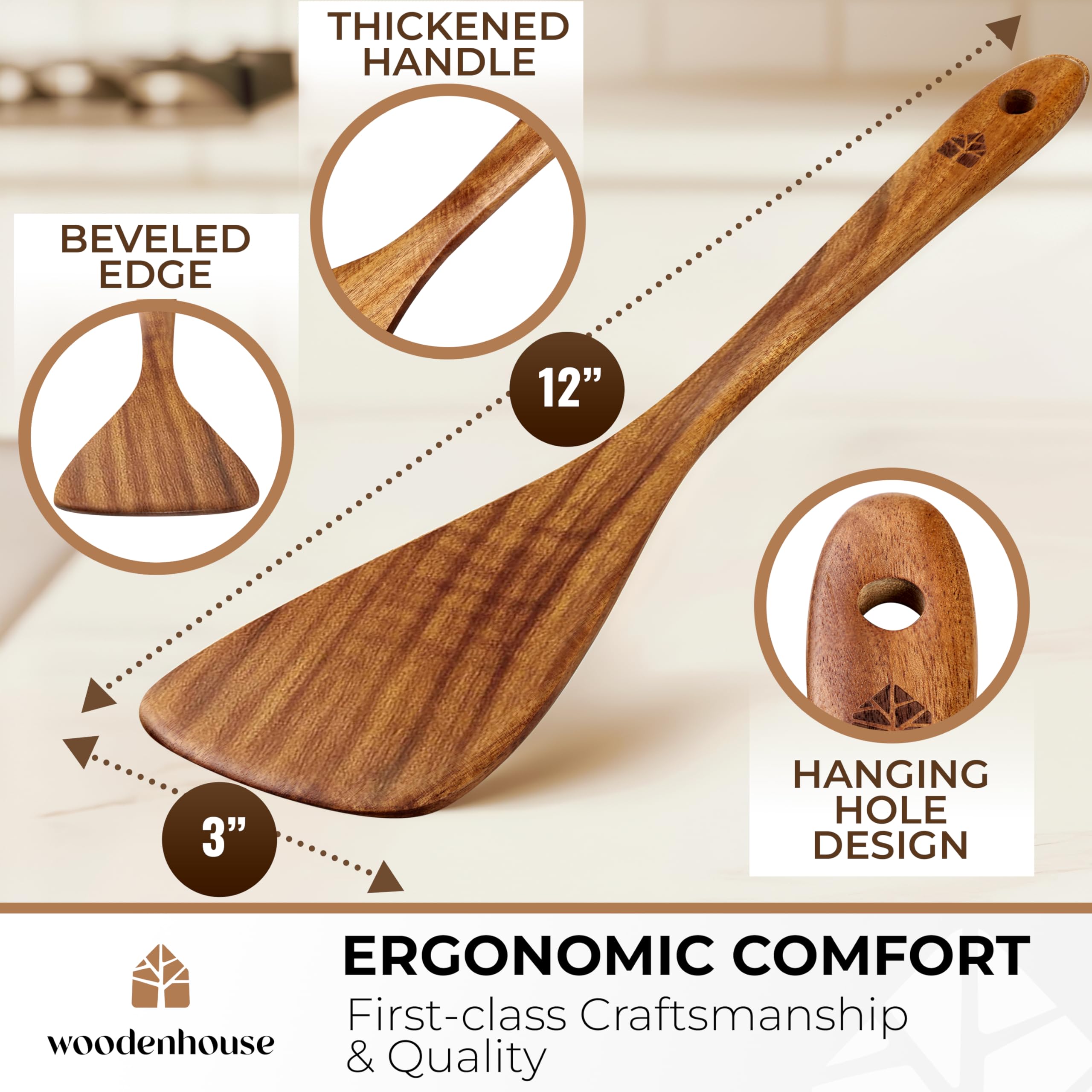 Espátula Woodenhouse con acabado suave y liso para tacto agradable.