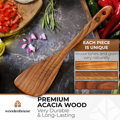 Espátula Woodenhouse para sartenes antiadherentes, protege superficies al cocinar.