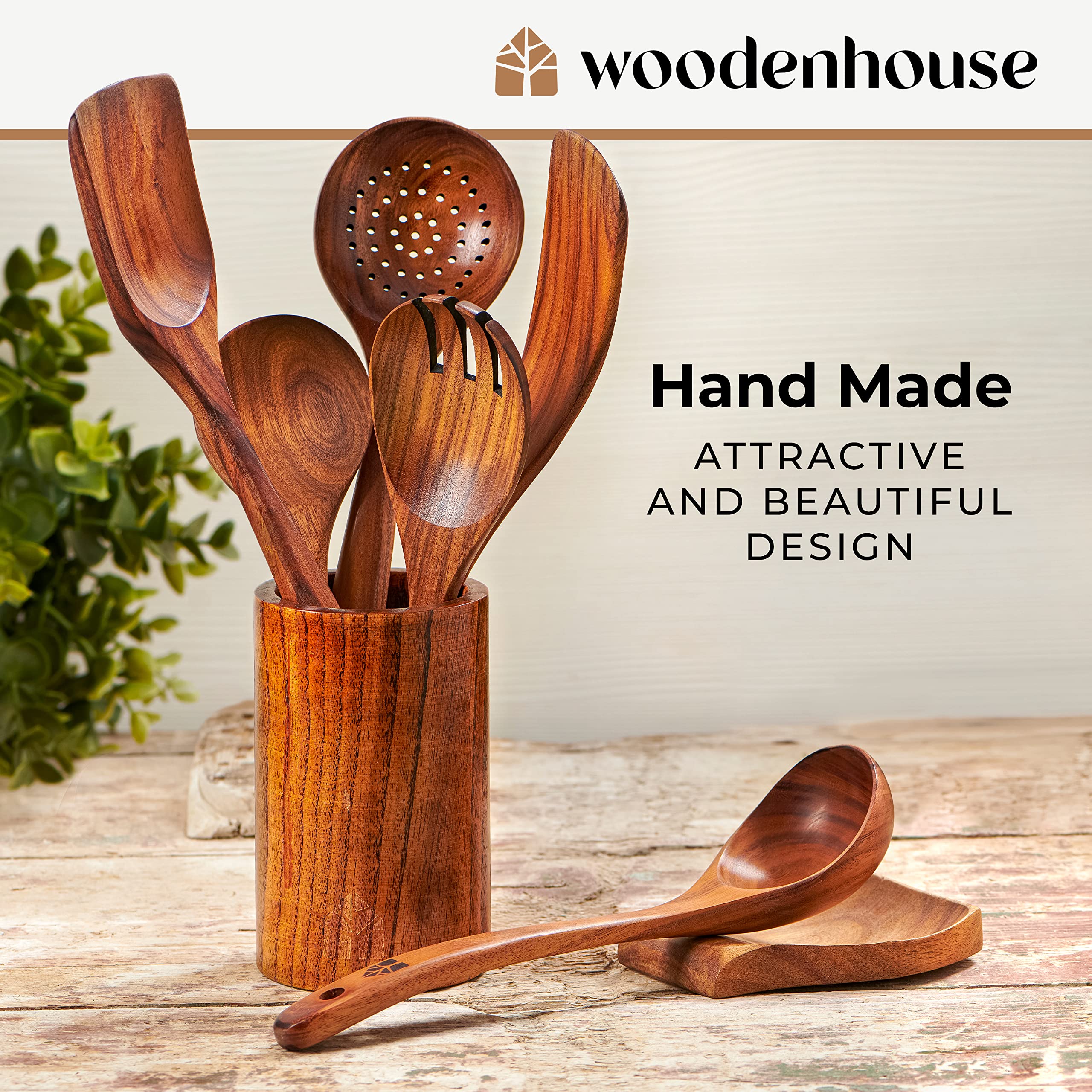 Woodenhouse espumadera-madera-cocina: cucharón ligero para retirar líquidos.