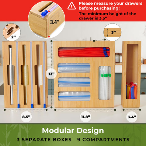 Woodenhouse Organizador para bolsas de sándwich, ahorro de espacio en la cocina.