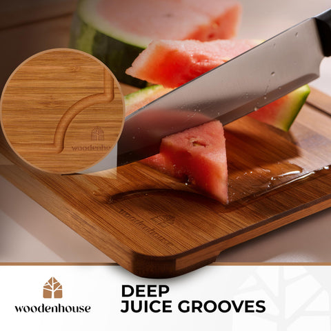 Woodenhouse ranuras profundas: capturan jugos y mantienen la encimera limpia