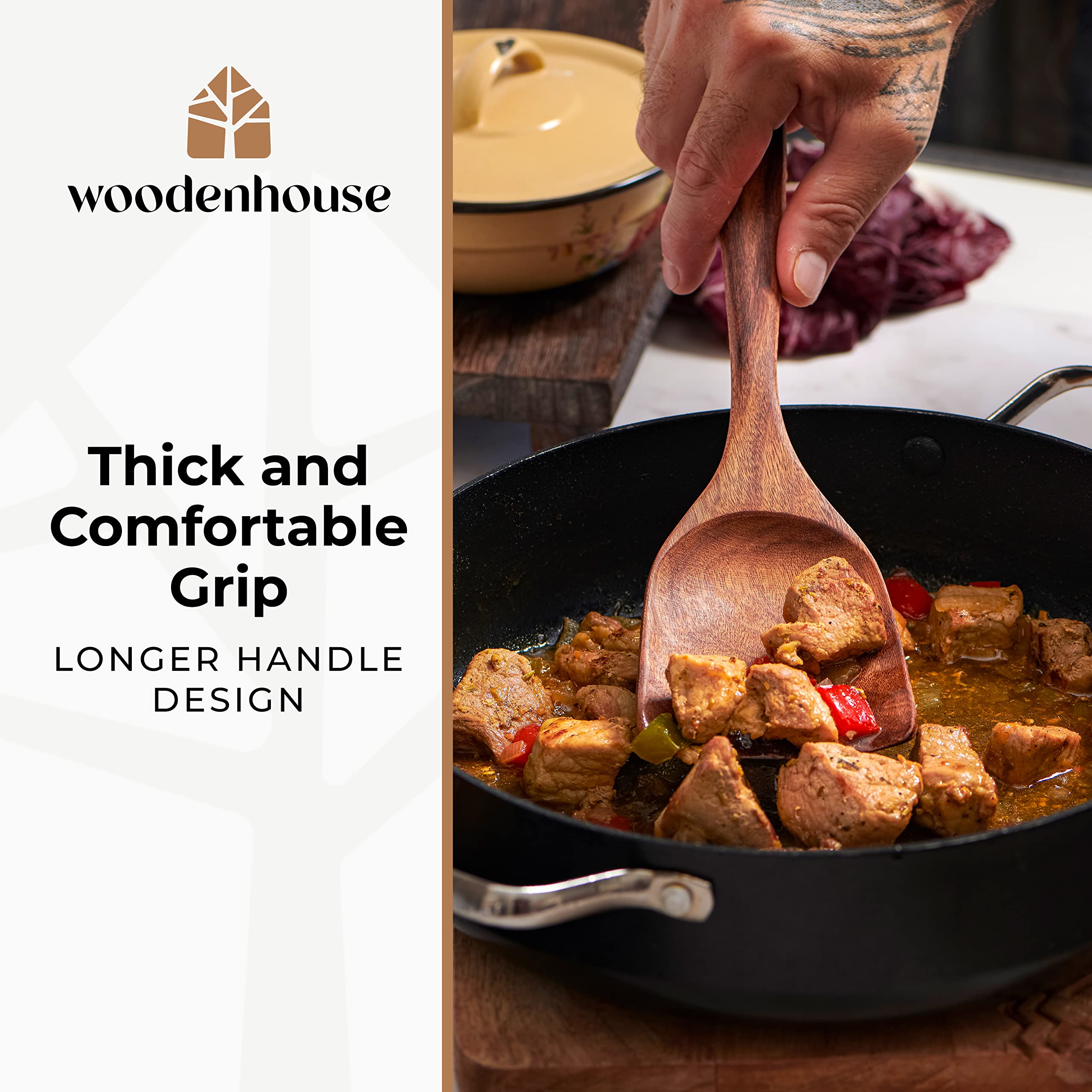 Woodenhouse soporte de utensilios de madera teca, organización práctica en la cocina.