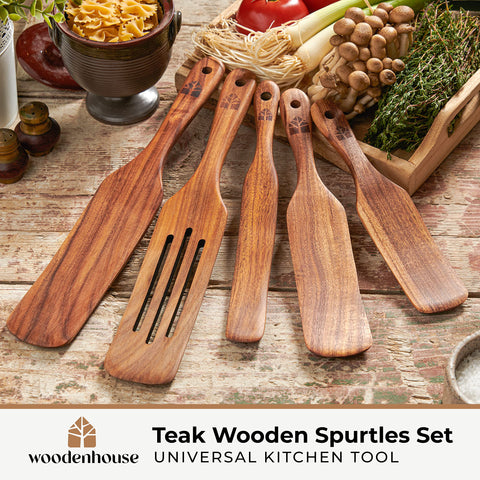 Espatula spurtle de teca Woodenhouse con diseño ergonómico para uso suave