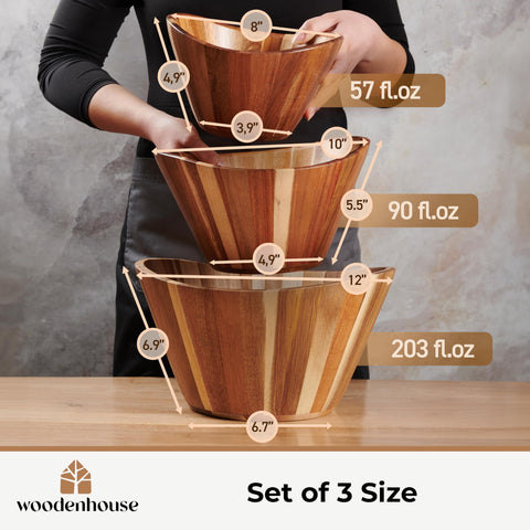 Woodenhouse tazón para servir ensaladas en mesa con estilo rústico.