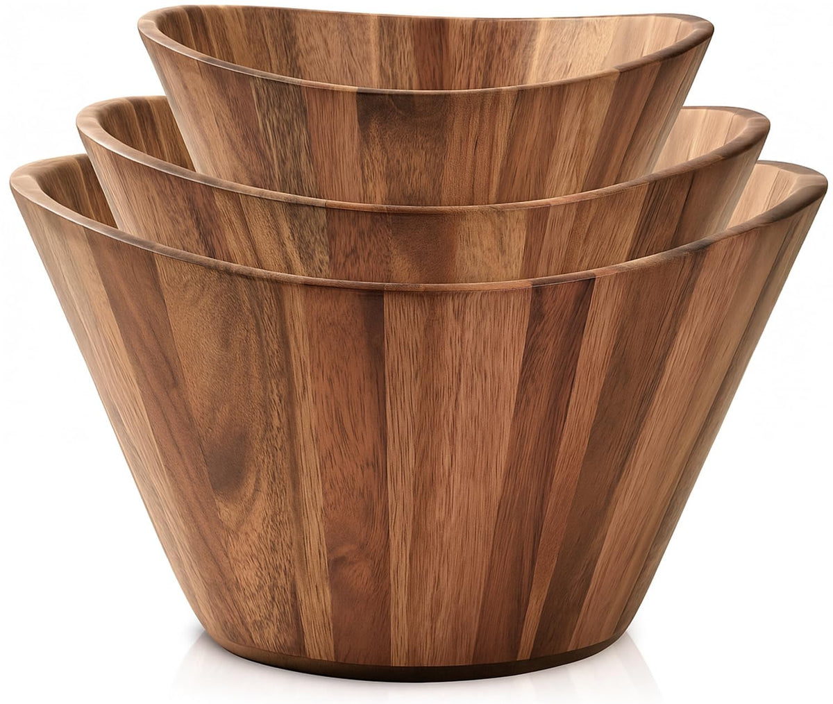 Woodenhouse tazón grande 12 pulgadas, textura de grano natural para servir ensaladas.