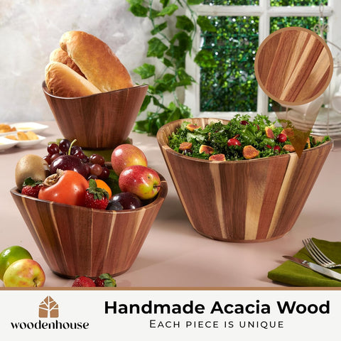 Woodenhouse tazón mediano 10 pulgadas con diseño ondulado para mezclar y servir.