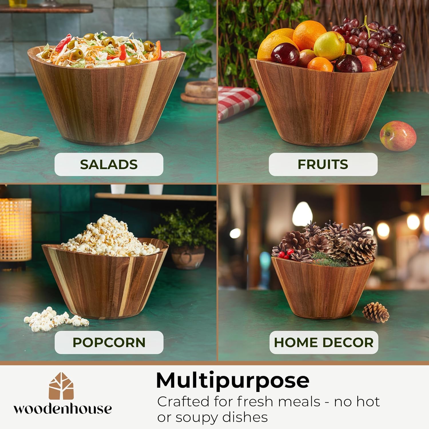 Woodenhouse tazón pequeño 8 pulgadas con diseño ondulado para porciones.