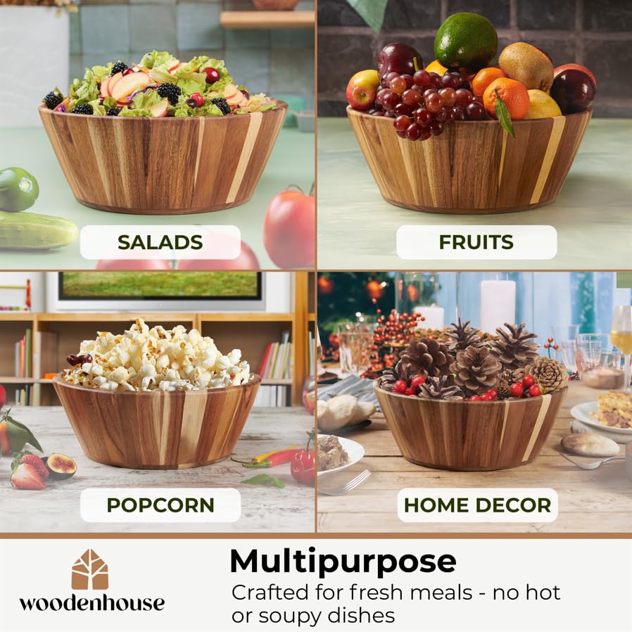 Woodenhouse tazones ensalada mediano 10 pulgadas para servir.