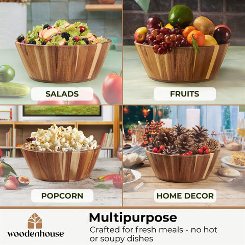 Woodenhouse tazones ensalada mediano 10 pulgadas para servir.