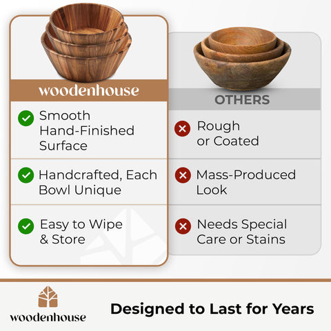 Woodenhouse tazones para servir comidas compartidas y reuniones.