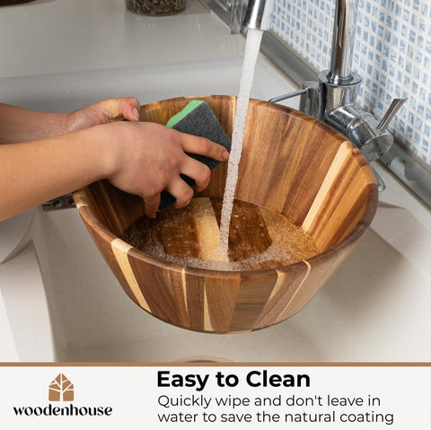 Woodenhouse uso versatil para ensaladas y frutas en mesa.