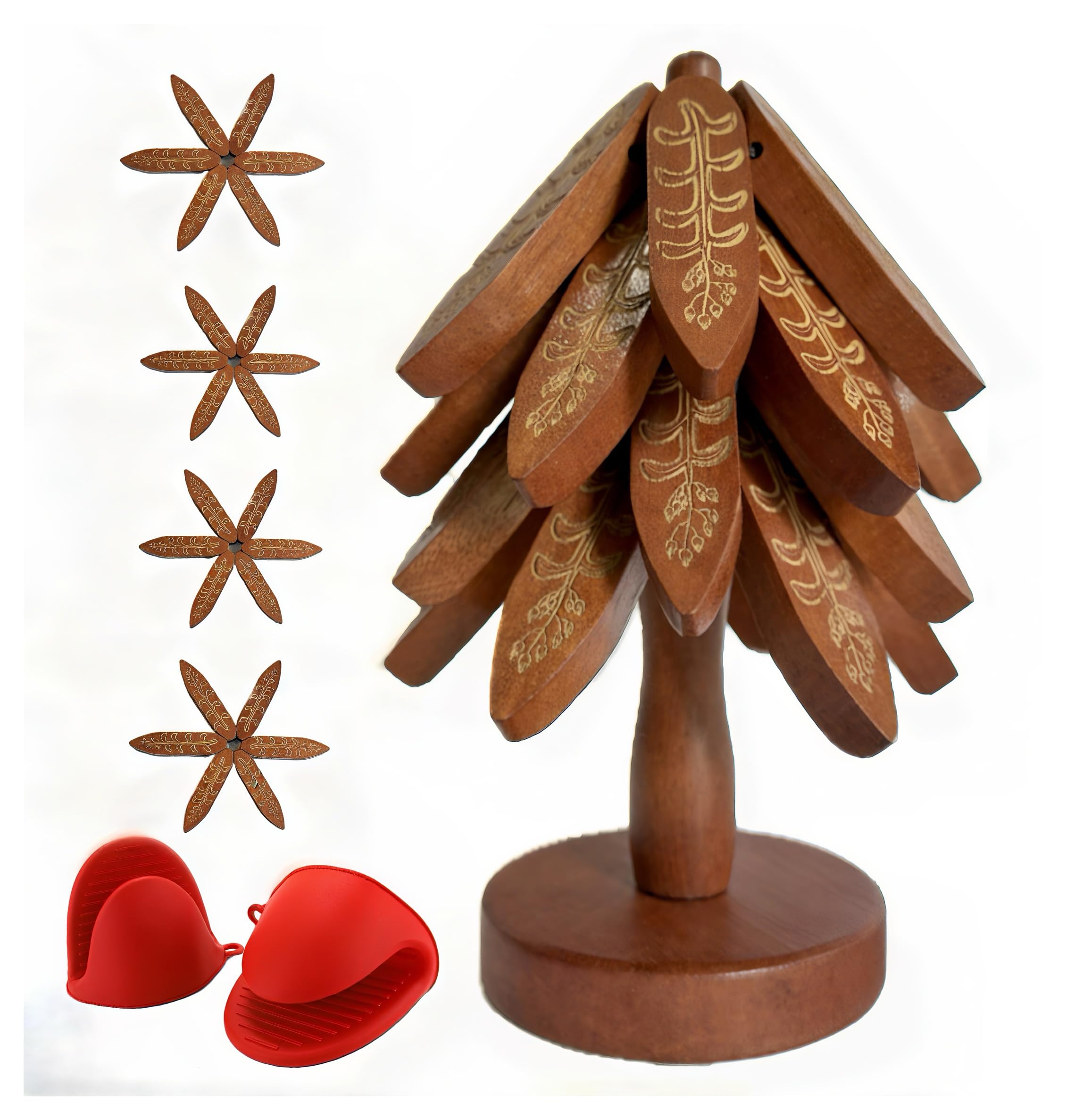 WoodenQueen salvamanteles con diseño de árbol en nogal para proteger la mesa.