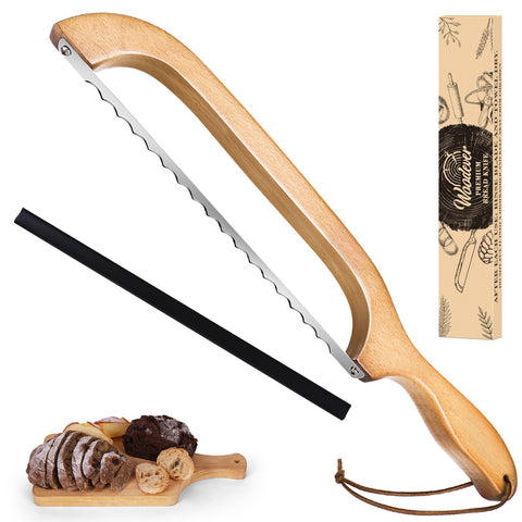 Cuchillo Woodever masa madre, uso diestro y zurdo, con rebanadas uniformes.