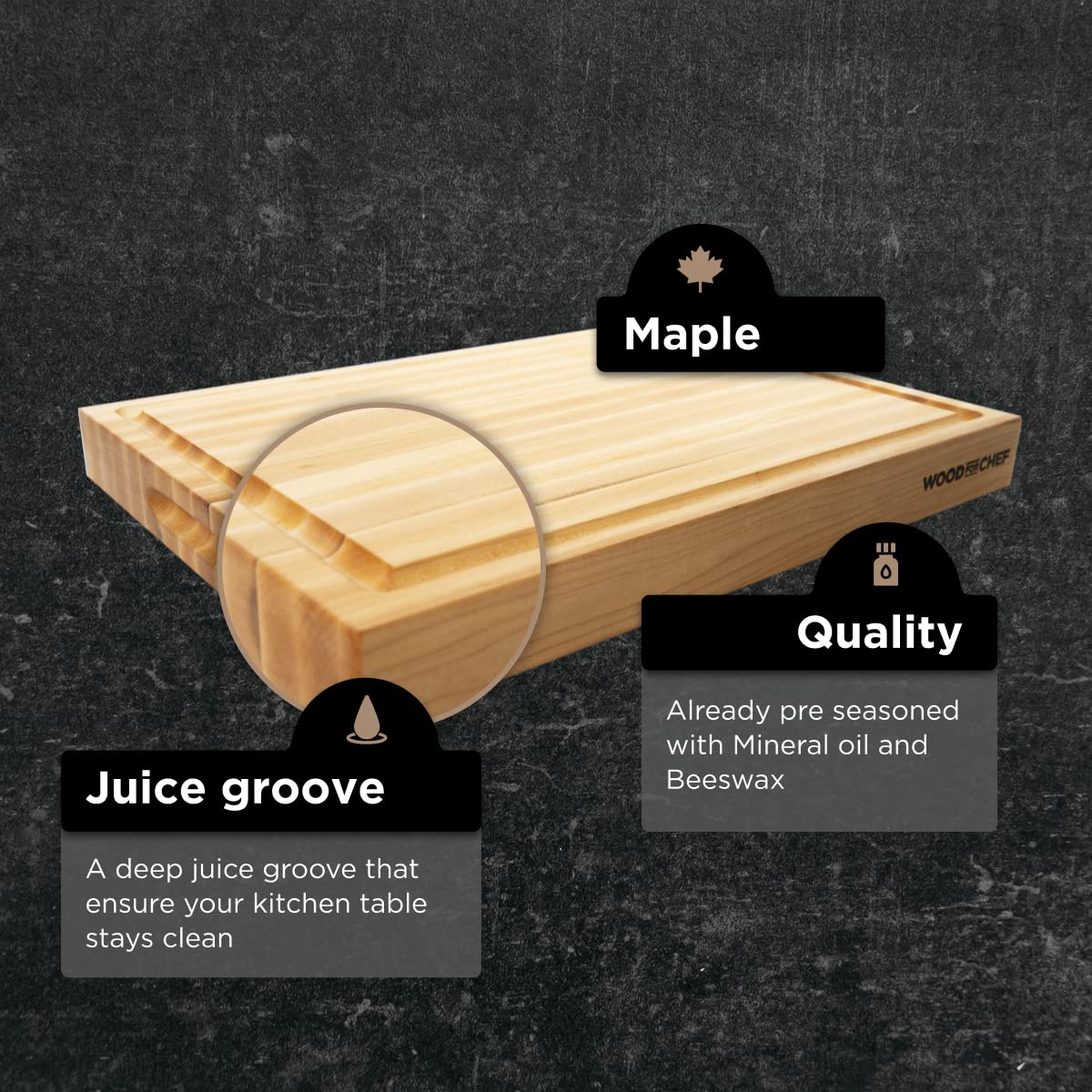 Tabla WoodForChef de arce maple para carnes con precisión.