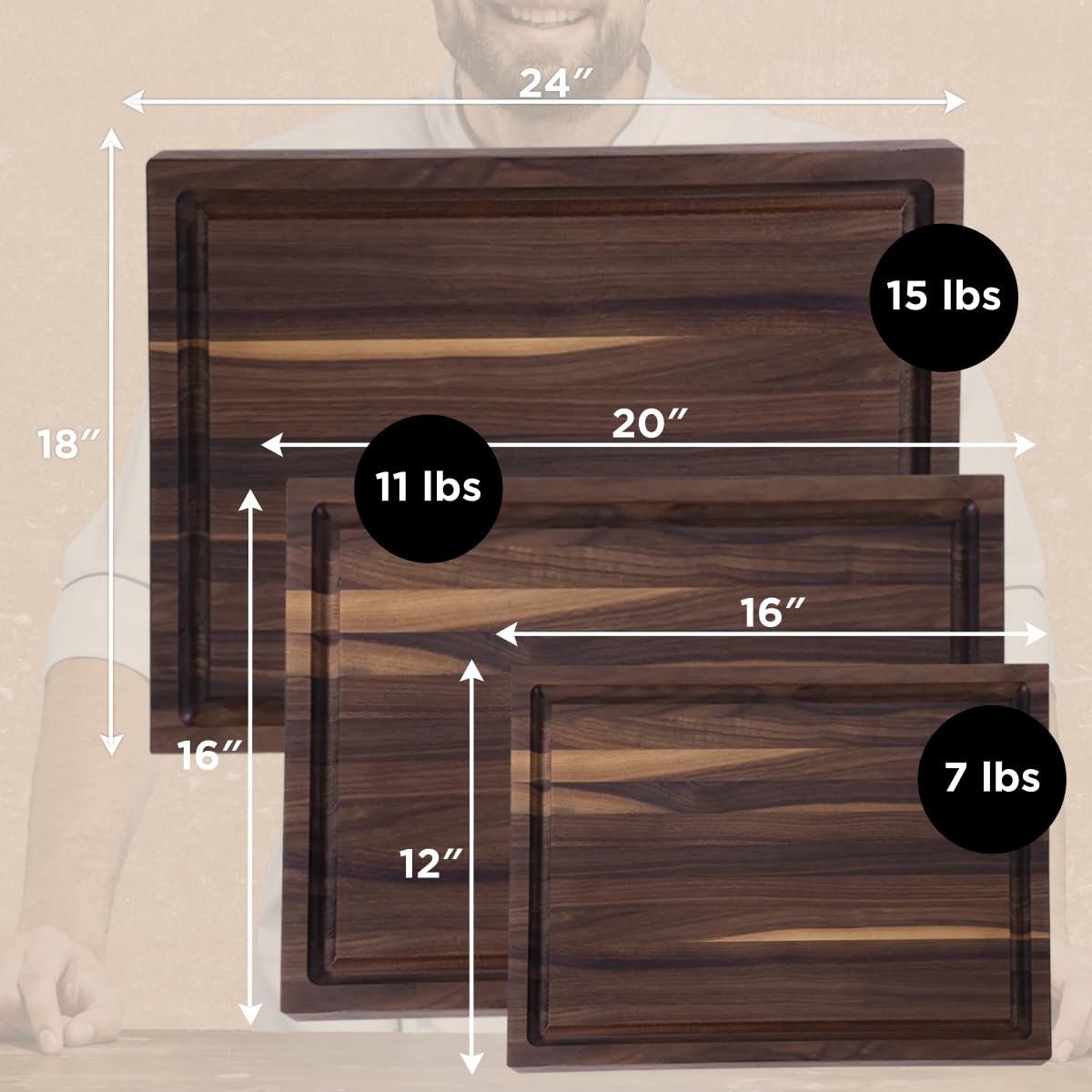 WoodForChef tabla-servir-quesos-nogal-americano: ideal para degustación y quesos.