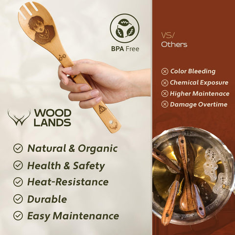 Utensilios de bambú para sartenes antiadherentes WOODLANDS USA